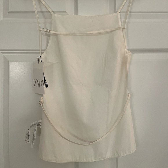 ZARA Linen Blend Open Back Top - White - Picture 3 of 4